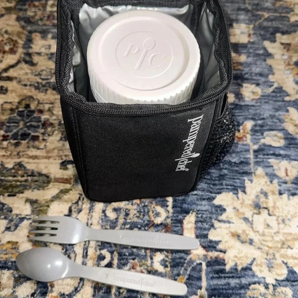 4 Piece Pampered Chef Make & Take Mason Jar Lunch Set Fork/Spoon Insulated Bag - Picture 10 of 16